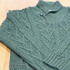 Aran Crafts Ireland Shawl Collar Wool Sweater